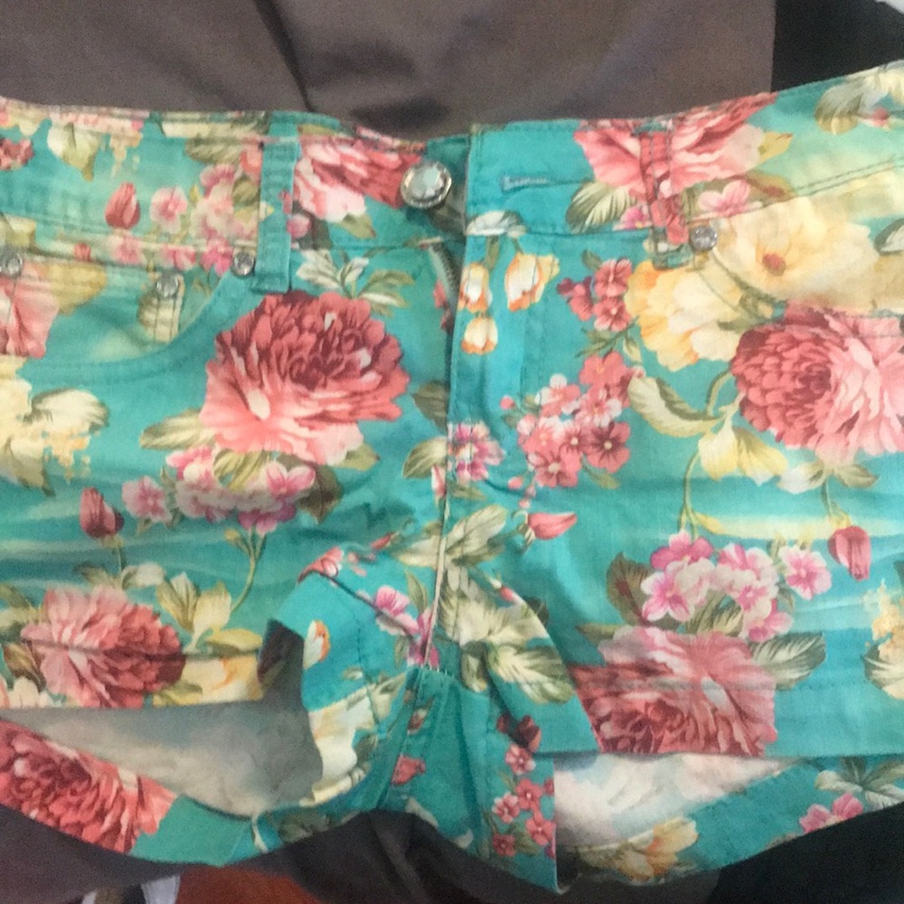 Blue floral shorts